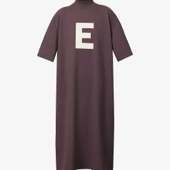 Fear Of God ESSENTIALS Logo-Appliqué Cotton-Jersey Midi Dress - Plum