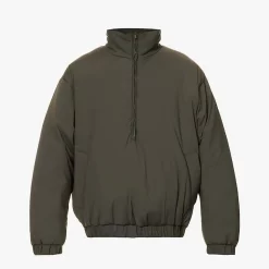 Fear Of God ESSENTIALS Logo-Appliqued Padded Shell Half-Zip Jacket - Off-Black