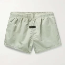 Fear Of God ESSENTIALS Logo-Appliqued Straight-Leg Taslan Nylon Shorts - Seafoam