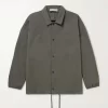 Fear Of God ESSENTIALS Logo-Flocked Cotton-Blend Coach Jacket - Charcoal