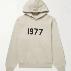 Fear Of God ESSENTIALS Logo-Flocked Jersey Hoodie - Wheat