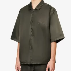 Fear Of God ESSENTIALS Logo Flocked Shell Shirt - Off Black