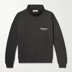 Fear Of God ESSENTIALS Raglan Mock Neck Sweatshirt - Charcoal