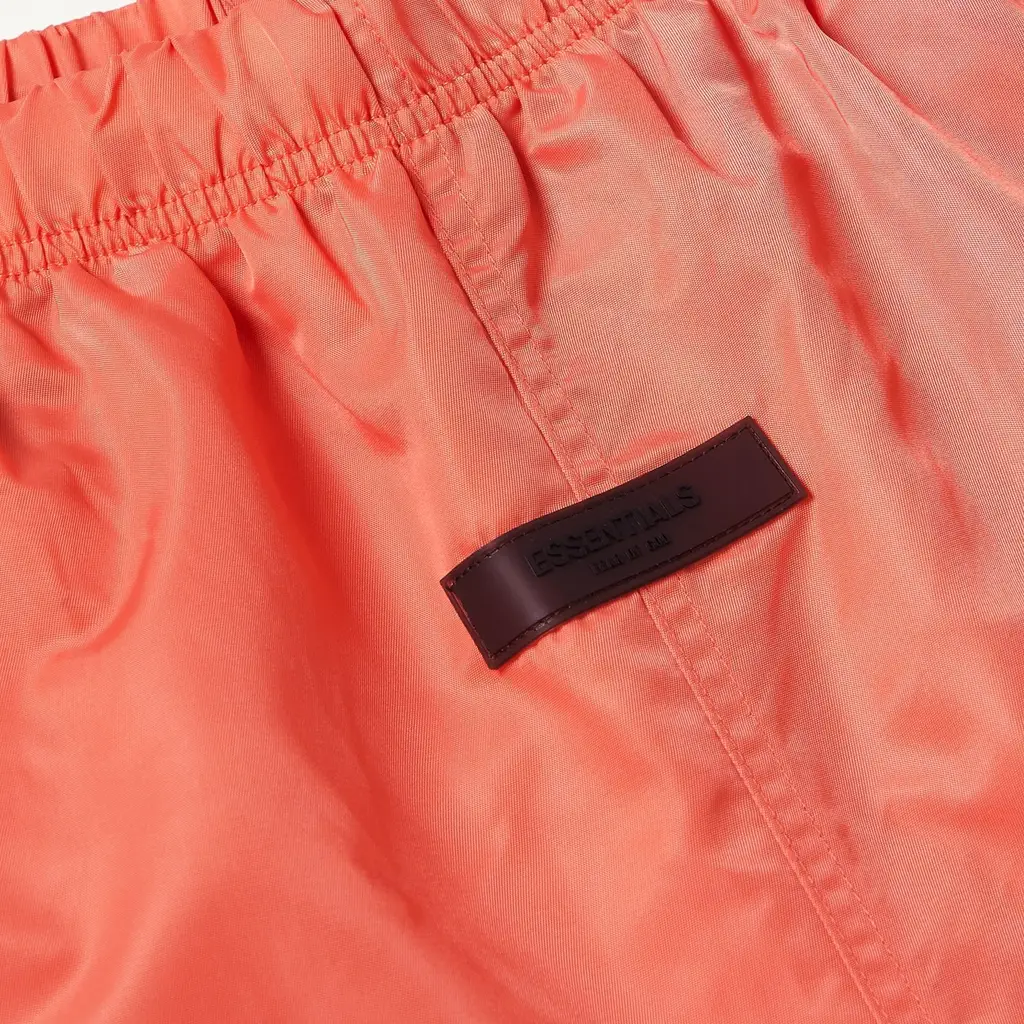 Fear Of God ESSENTIALS Wide-Leg Logo-Flocked Shell Drawstring Shorts - Orange - Image 4