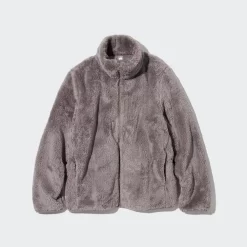 UNIQLO Fluffy Fleece Zipped Jacket - Brown