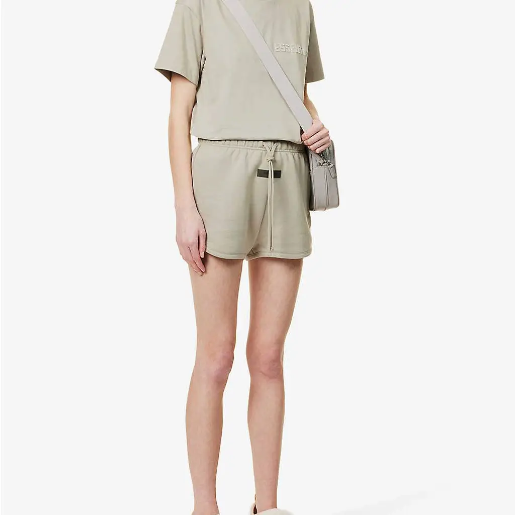 Fear Of God ESSENTIALS Brand Applique Cotton Short - Seal - Image 5