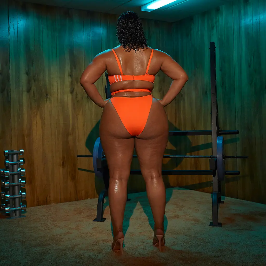 IVY PARK X Adidas Spaghetti Strap One Piece Swimsuit (Plus Size) - Solar Orange - Image 4