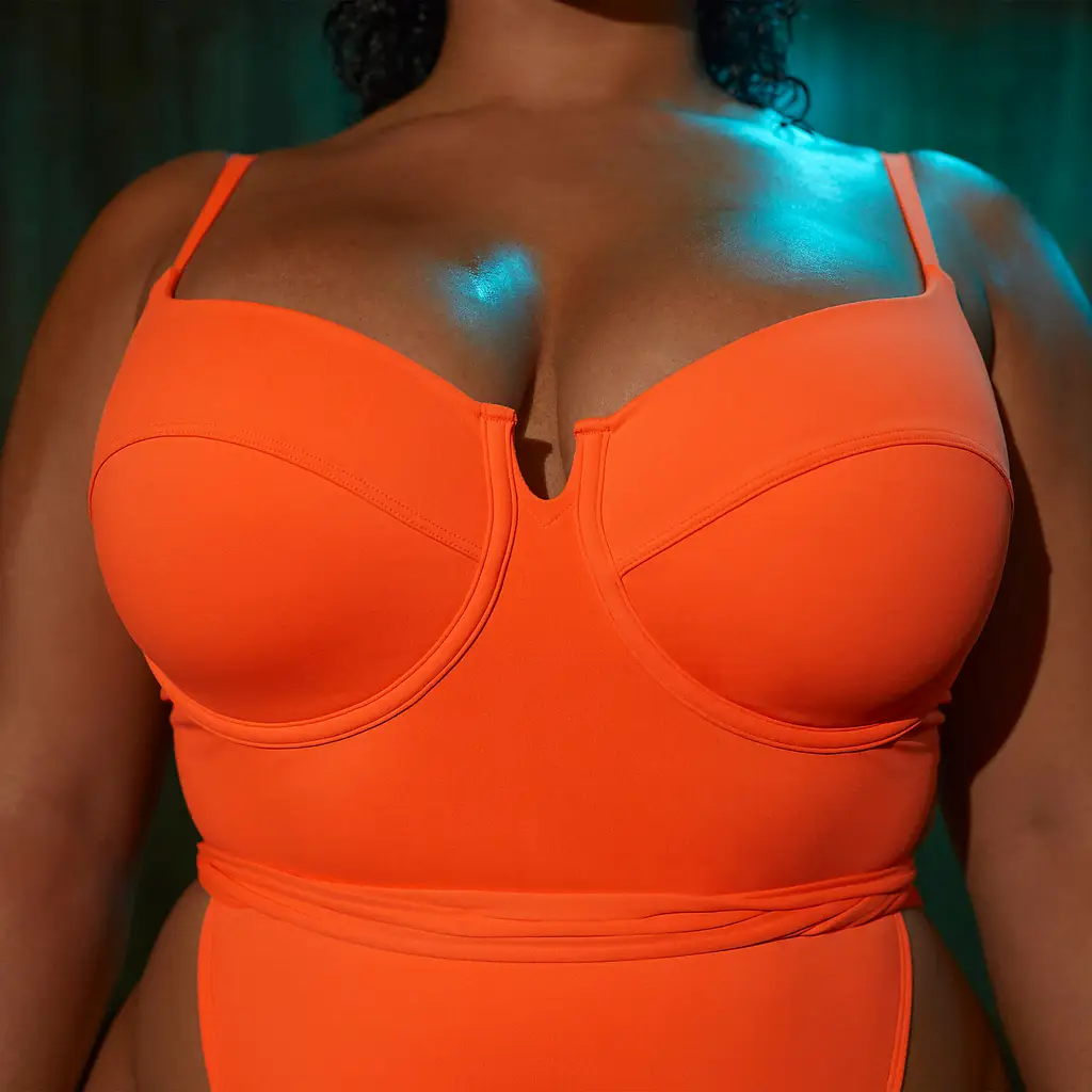 IVY PARK X Adidas Spaghetti Strap One Piece Swimsuit (Plus Size) - Solar Orange - Image 2