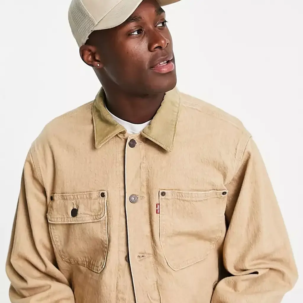 Levis Levi's Sunset Relaxed Fit Cord Collar Denim Trucker - Beige - Image 3