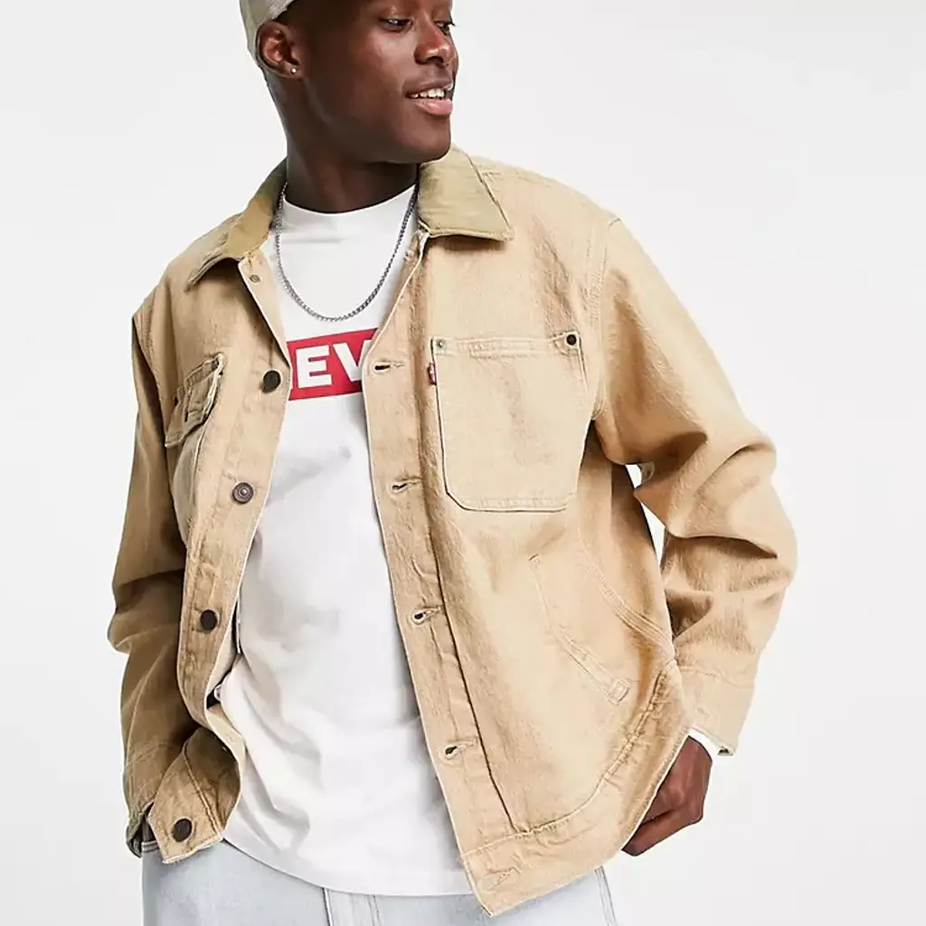 Levis Levi's Sunset Relaxed Fit Cord Collar Denim Trucker - Beige