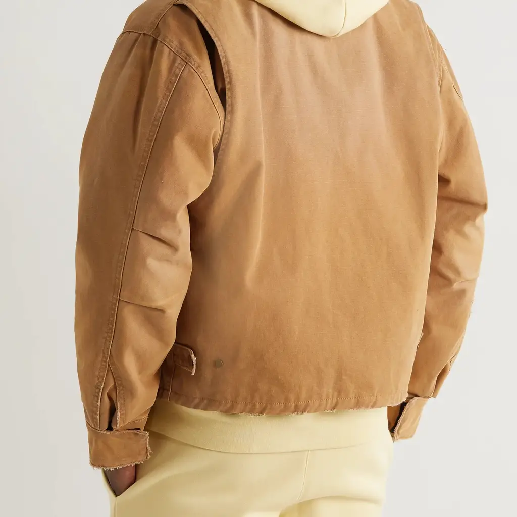 MR Porter X Fear Of God Leather-Trimmed Distressed Canvas Jacket Rust - Rust - Image 2