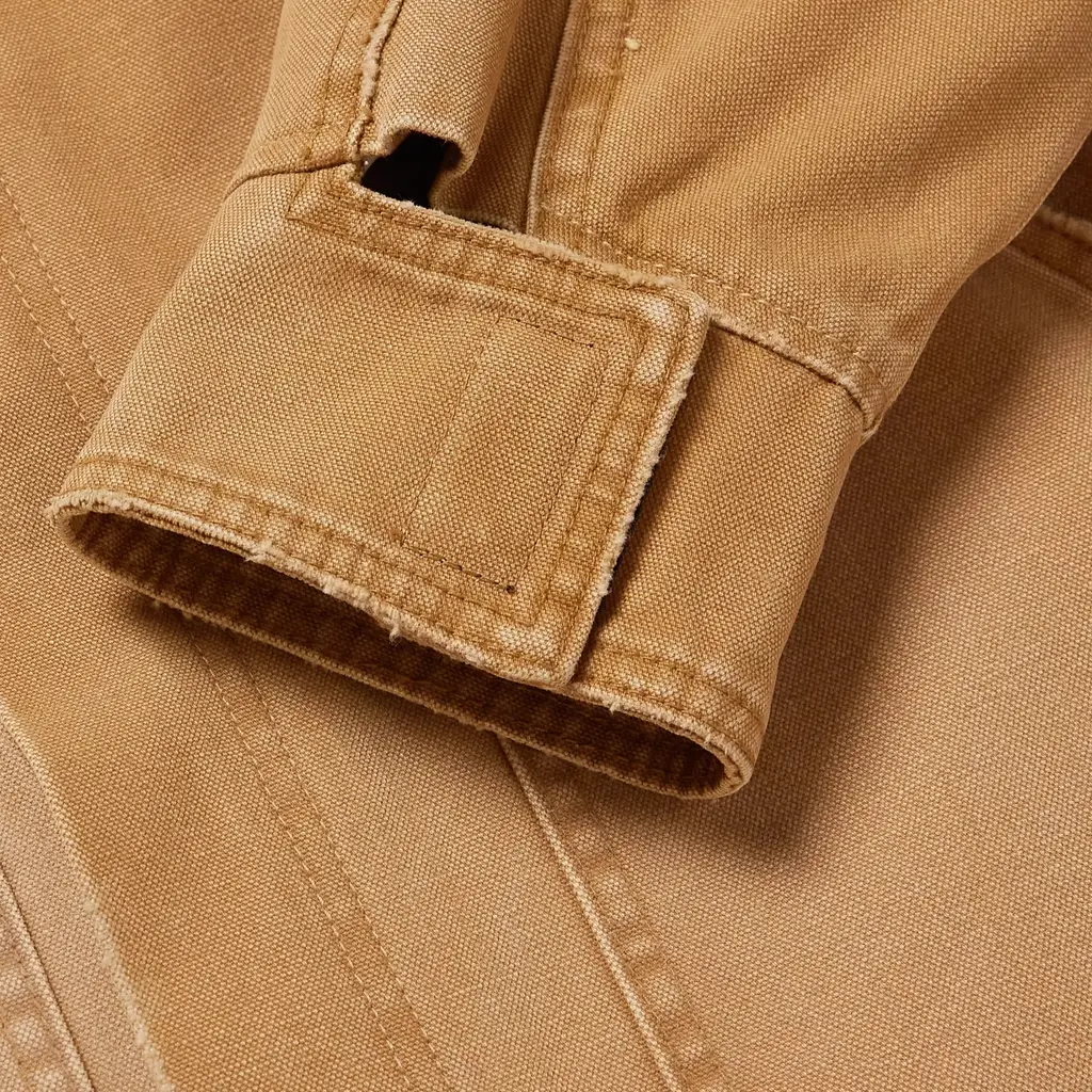 MR Porter X Fear Of God Leather-Trimmed Distressed Canvas Jacket Rust - Rust - Image 4