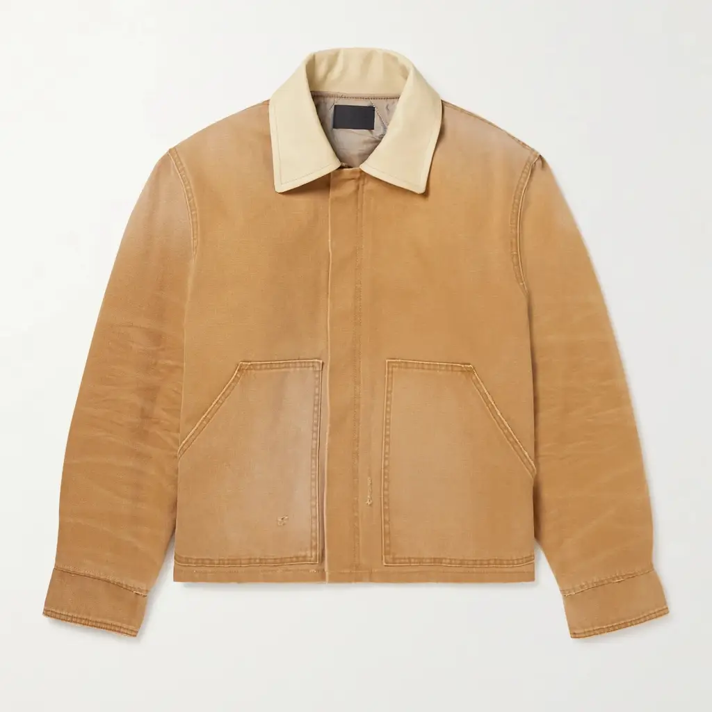 MR Porter X Fear Of God Leather-Trimmed Distressed Canvas Jacket Rust - Rust