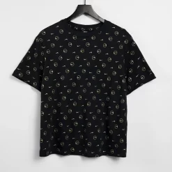 Nike All Over Logo Print Boyfriend T-Shirt - Black