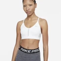Nike Dri-FIT Indy Light-Support Padded V-Neck Sports Bra - White Grey Fog