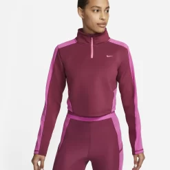 Nike Dri-FIT Long-Sleeve 1/4-Zip Training Top - Rosewood