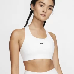 Nike Dri-FIT Swoosh Medium Support 1 Piece Pad Sports Bra - White