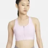 Nike Dri-FIT Swoosh Padded Zip-Front Sports Bra - Regal Pink