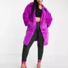 Nike Plus Long Faux Fur Swoosh Coat - Vivid Purple