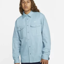 Nike SB Woven Skate Long-Sleeve Button Down Worn Shirt - Blue