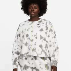 Nike Sportswear Oversized Fleece Tie-Dye Crew Sweatshirt (Plus Size) - Flat Pewter