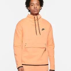 Nike Sportswear Tech Fleece Long Sleeve Funnel Neck Top - Orange Frost