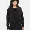 Nike Sportswear Velour Cropped Pullover Hoodie - Black