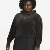 Nike Sportswear Velour Cropped Pullover Hoodie (Plus Size) - Black