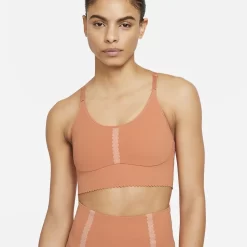 Nike Yoga Dri-FIT Indy Light-Support Padded Eyelet Sports Bra - Healing Orange