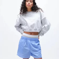 Pernille Teisbaek X ADANOLA Oversized Crop Sweatshirt - Grey Melange