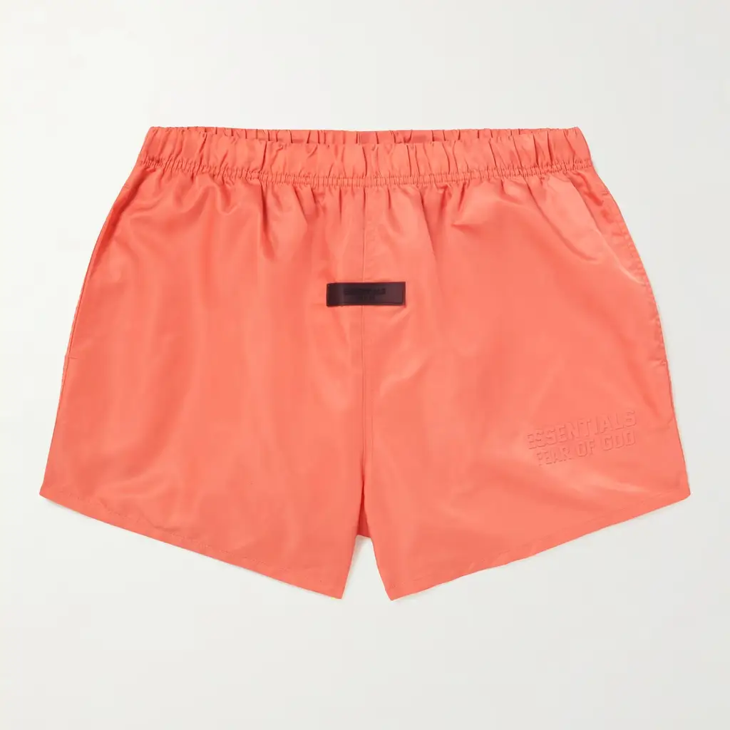 Fear Of God ESSENTIALS Wide-Leg Logo-Flocked Shell Drawstring Shorts - Orange