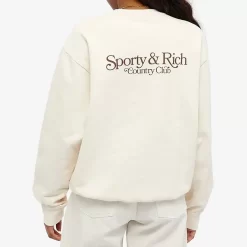 Sporty & Rich Bardot Country Club Crew Sweatshirt - Cream