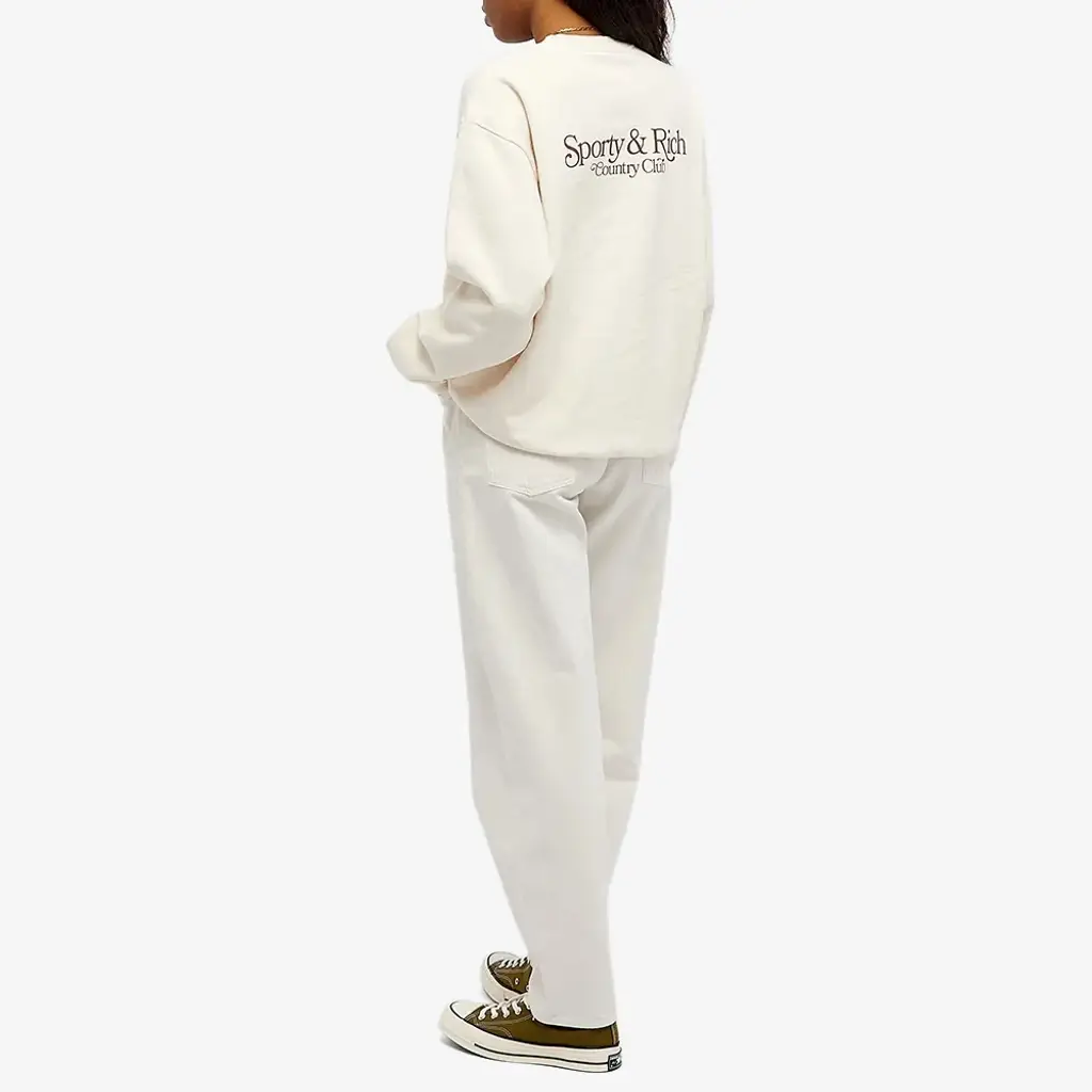 Sporty & Rich Bardot Country Club Crew Sweatshirt - Cream - Image 4