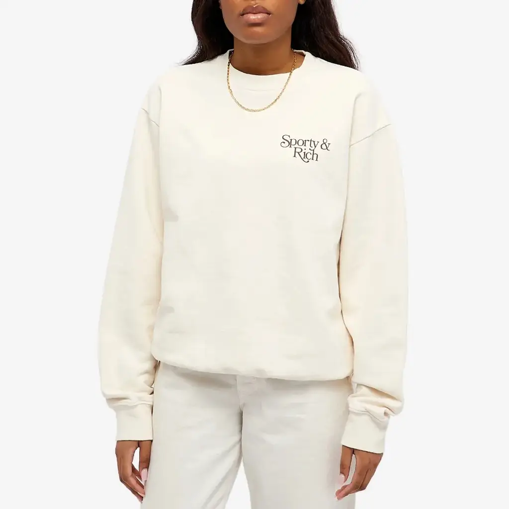 Sporty & Rich Bardot Country Club Crew Sweatshirt - Cream - Image 2