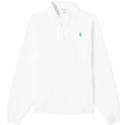 Sporty & Rich Long Sleeve Src Terry Polo - White