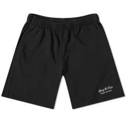 Sporty & Rich Script Logo Gym Shorts - Black