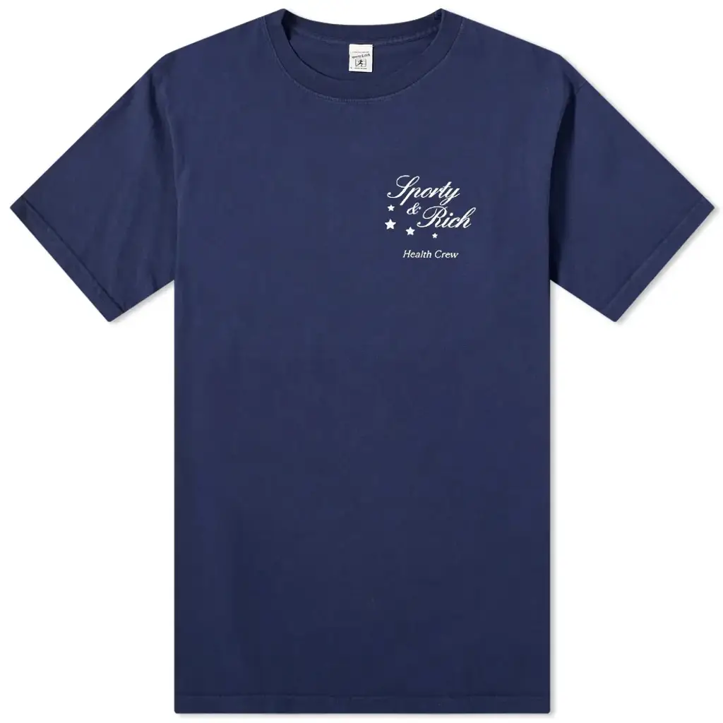 Sporty & Rich Stars Health Crew T-Shirt - Navy