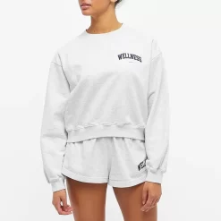 Sporty & Rich Wellness Ivy Cropped Crew Sweatshirt - Heather Grey