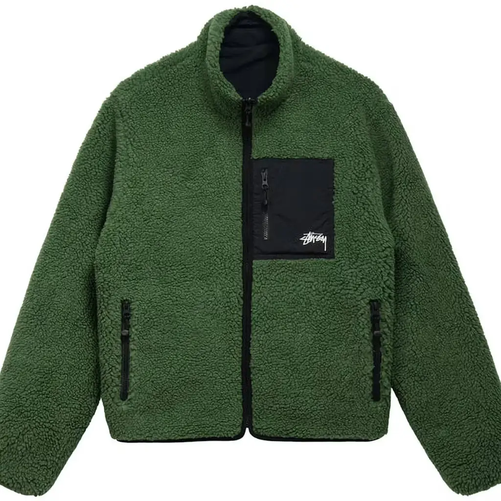 Stüssy Stussy 8 Ball Sherpa Reversible Jacket Green - Green