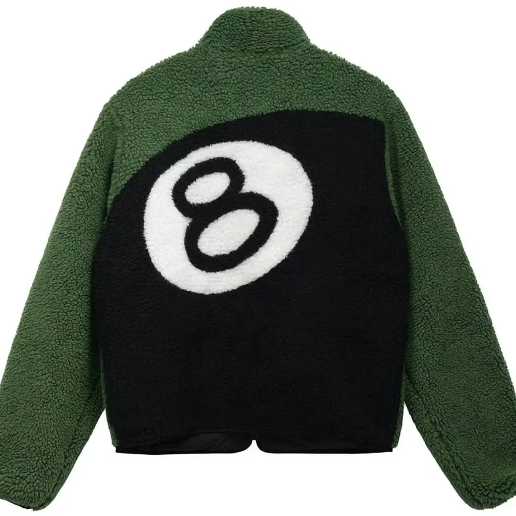 Stüssy Stussy 8 Ball Sherpa Reversible Jacket Green - Green - Image 2