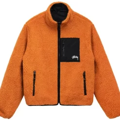 Stüssy Stussy 8 Ball Sherpa Reversible Jacket Orange - Orange