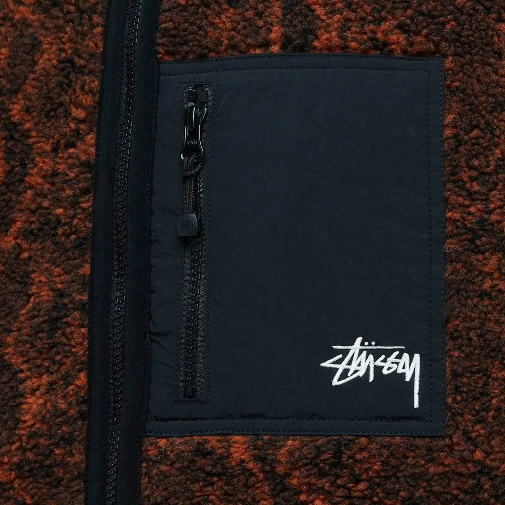 Stüssy Stussy Snake Jacquard Sherpa Jacket - Brown - Image 4