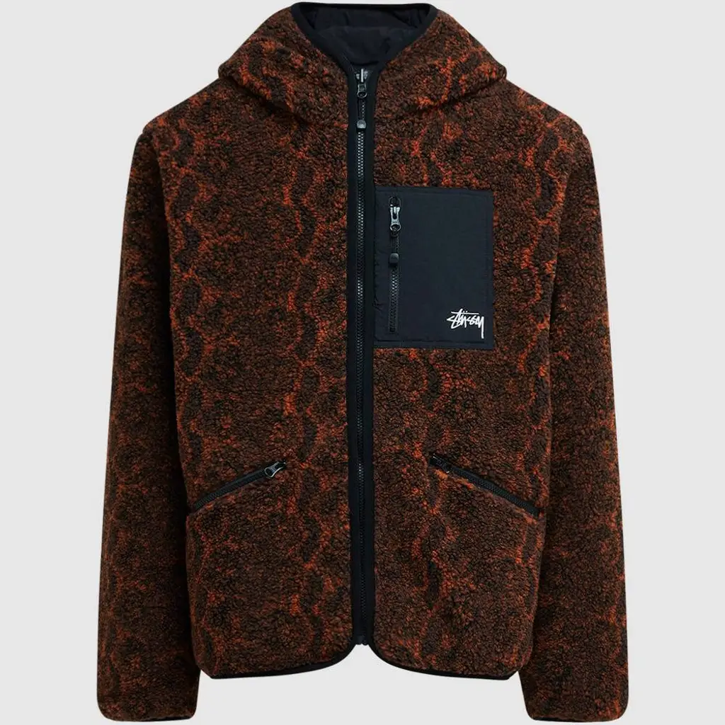 Stüssy Stussy Snake Jacquard Sherpa Jacket - Brown