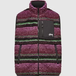 Stüssy Stussy Striped Sherpa Vest - Grape