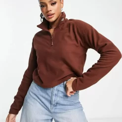 The North Face Glacier Cropped 1/4 Zip Fleece - Brown