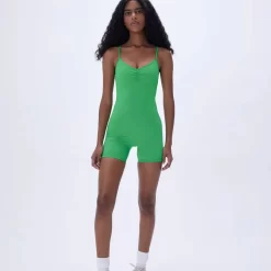 ADANOLA Ultimate Ruched Strappy Romper - Kelly Green