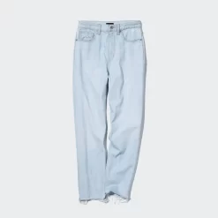 UNIQLO Peg Top High Rise Distressed Jeans - Blue