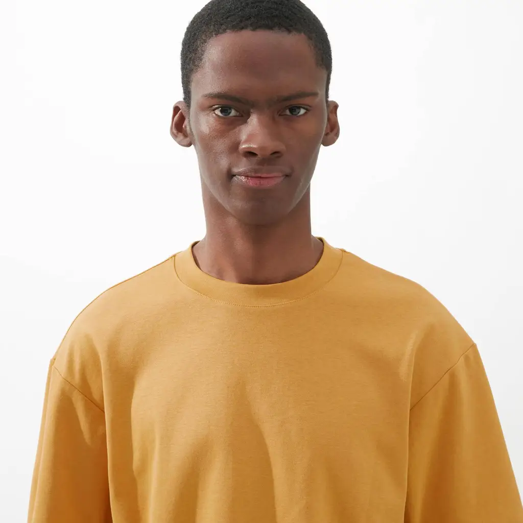UNIQLO U Airism Cotton Crew Neck Oversized Half-Sleeve T-Shirt - Orange - Image 2