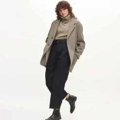 UNIQLO U Belted Pleated Wide Leg Trousers - Black