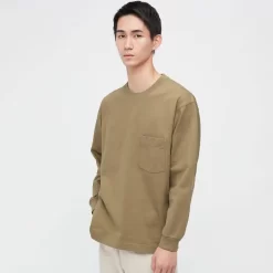 UNIQLO U Crew Neck Long Sleeved T-Shirt - Brown